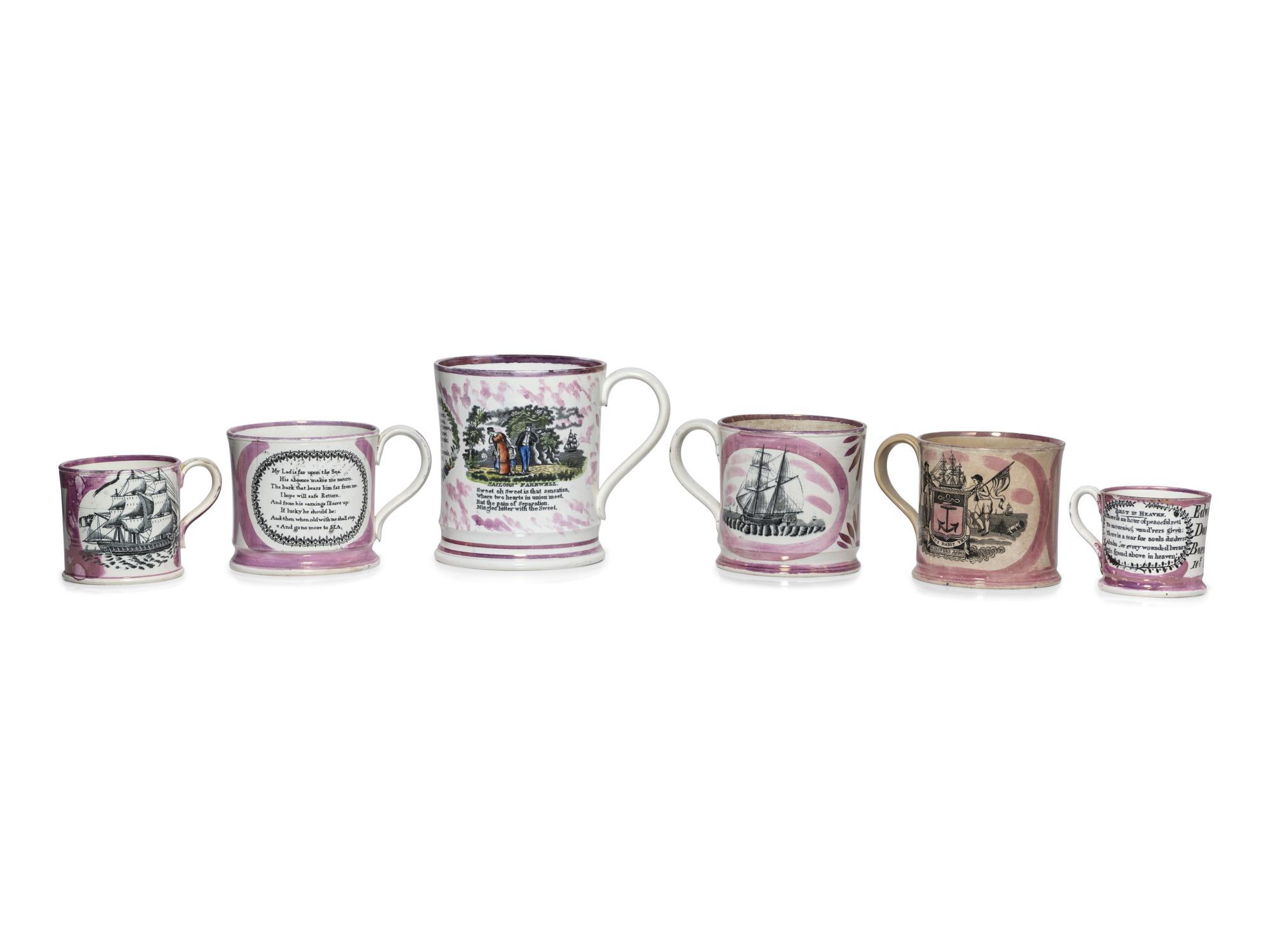 Six Sunderland Luster Mugs
