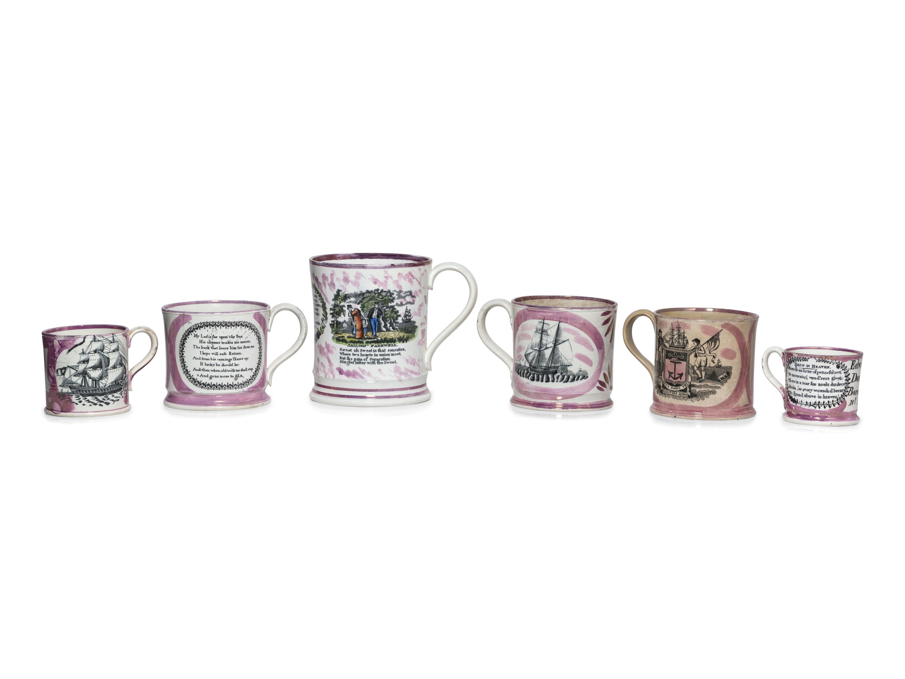 Six Sunderland Luster Mugs
