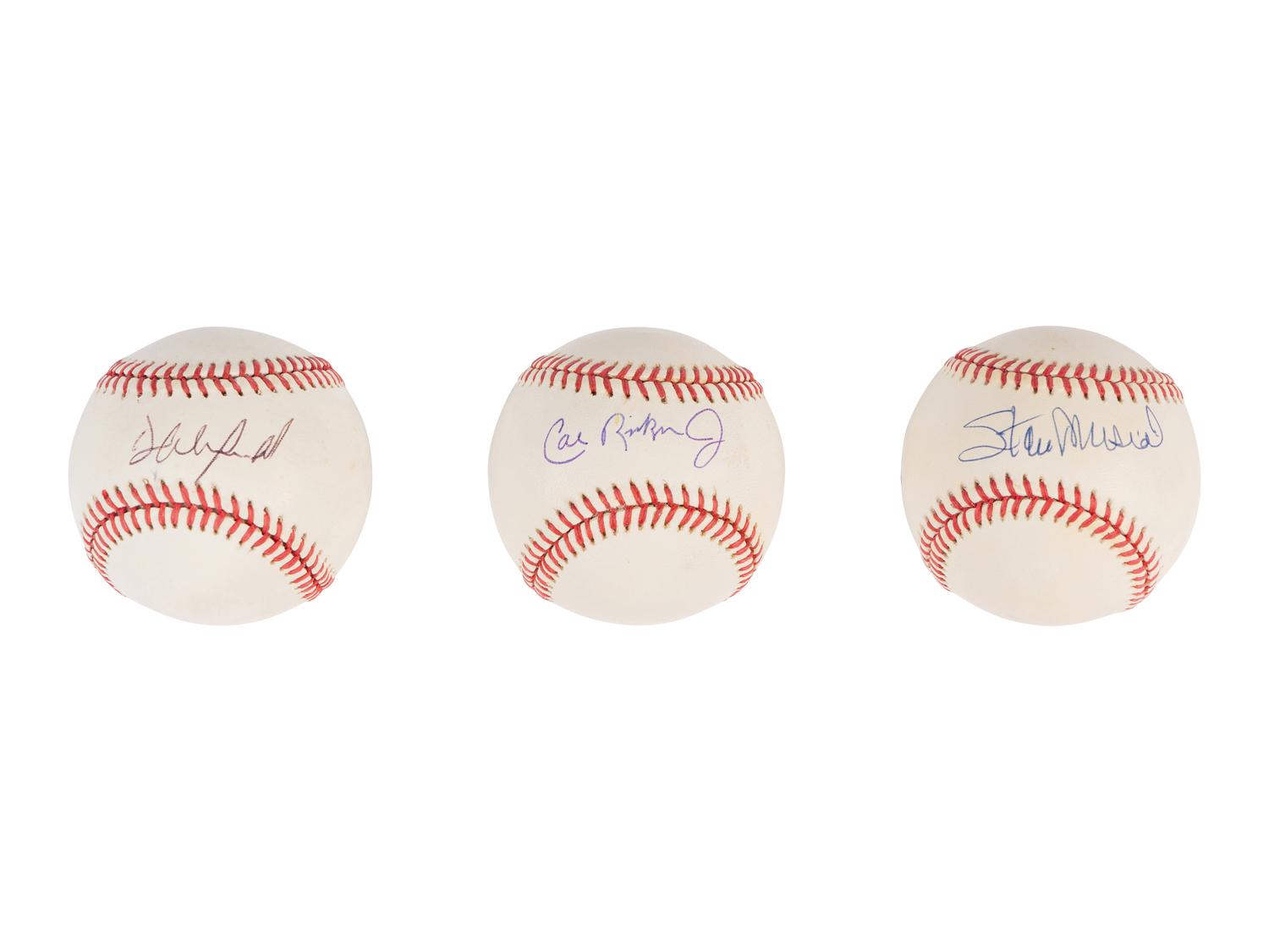 A Group of Nine 3,000 Hit Club Single Signed Autograph Baseballs (Beckett Authentication Services Certified)