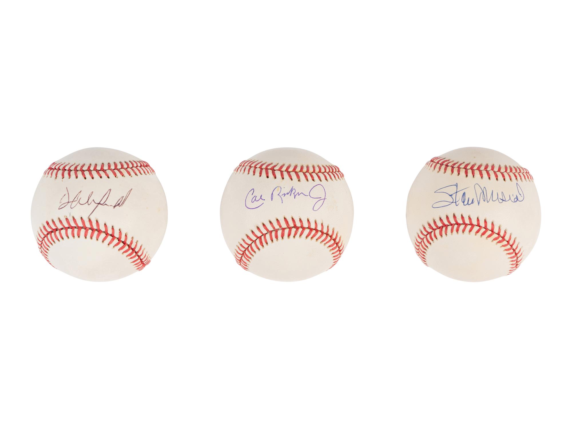 A Group of Nine 3,000 Hit Club Single Signed Autograph Baseballs (Beckett Authentication Services Certified)