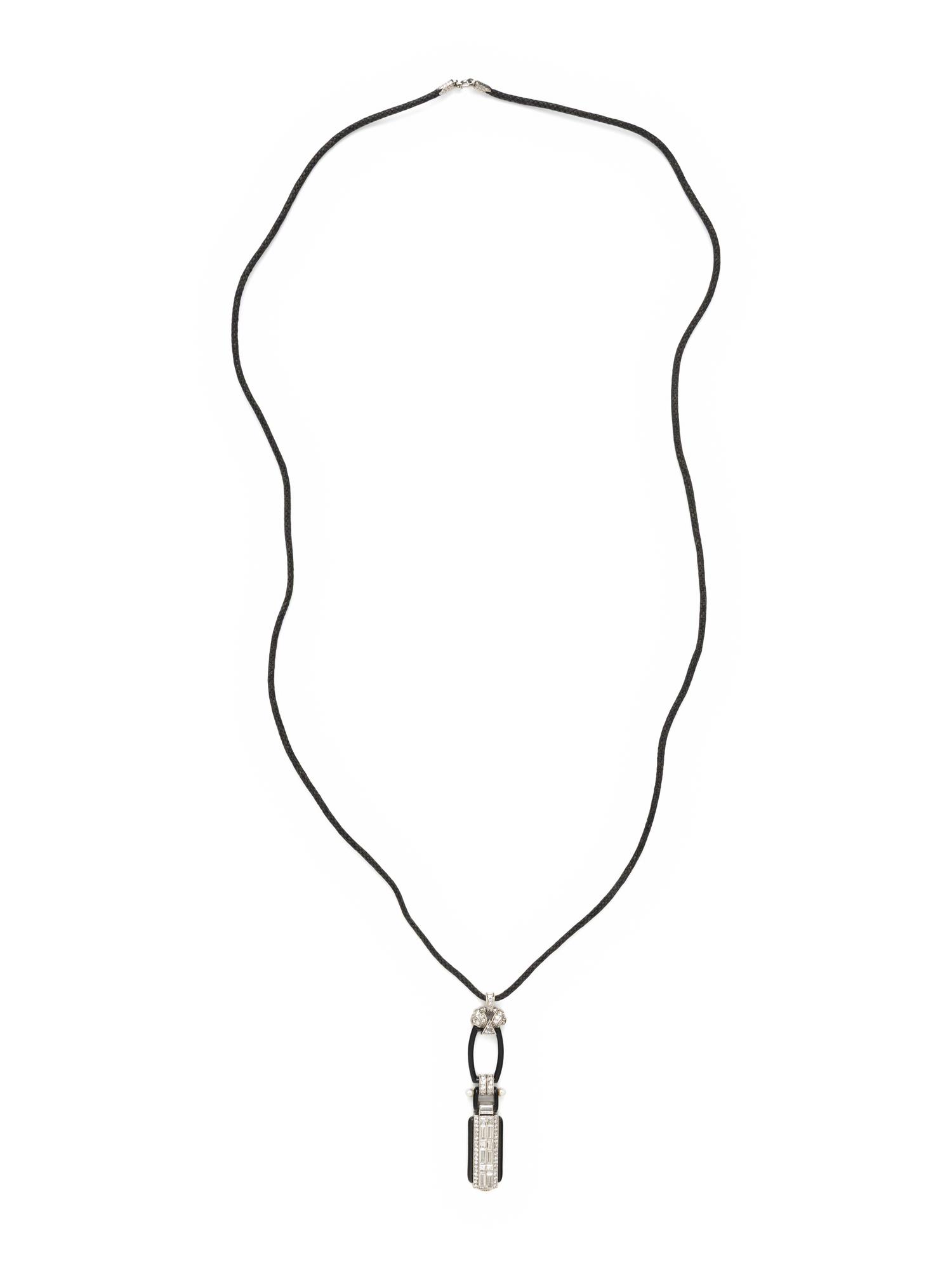 ART DECO, DIAMOND, SEED PEARL, ENAMEL, AND ONYX PENDANT WATCH