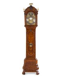 A Dutch Gilt Bronze Mounted Burl Walnut Tall Case Clock