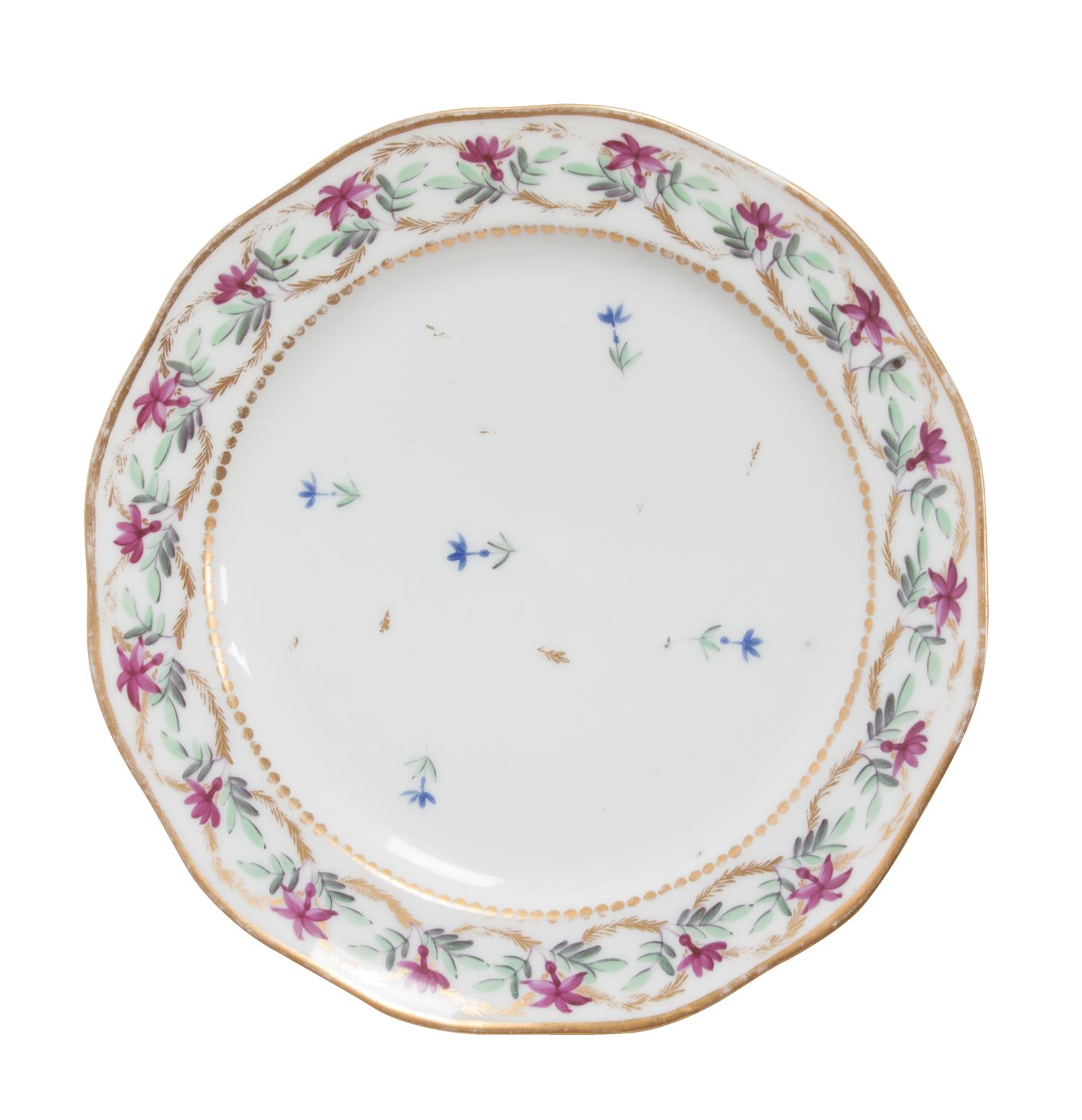 A Set of Fifteen Paris Porcelain Luncheon Plates Diameter 8 1/2 inches. — ANDRE-MARIE LEBOEUF, RUE THIROUX PARIS, 18TH CENTURY