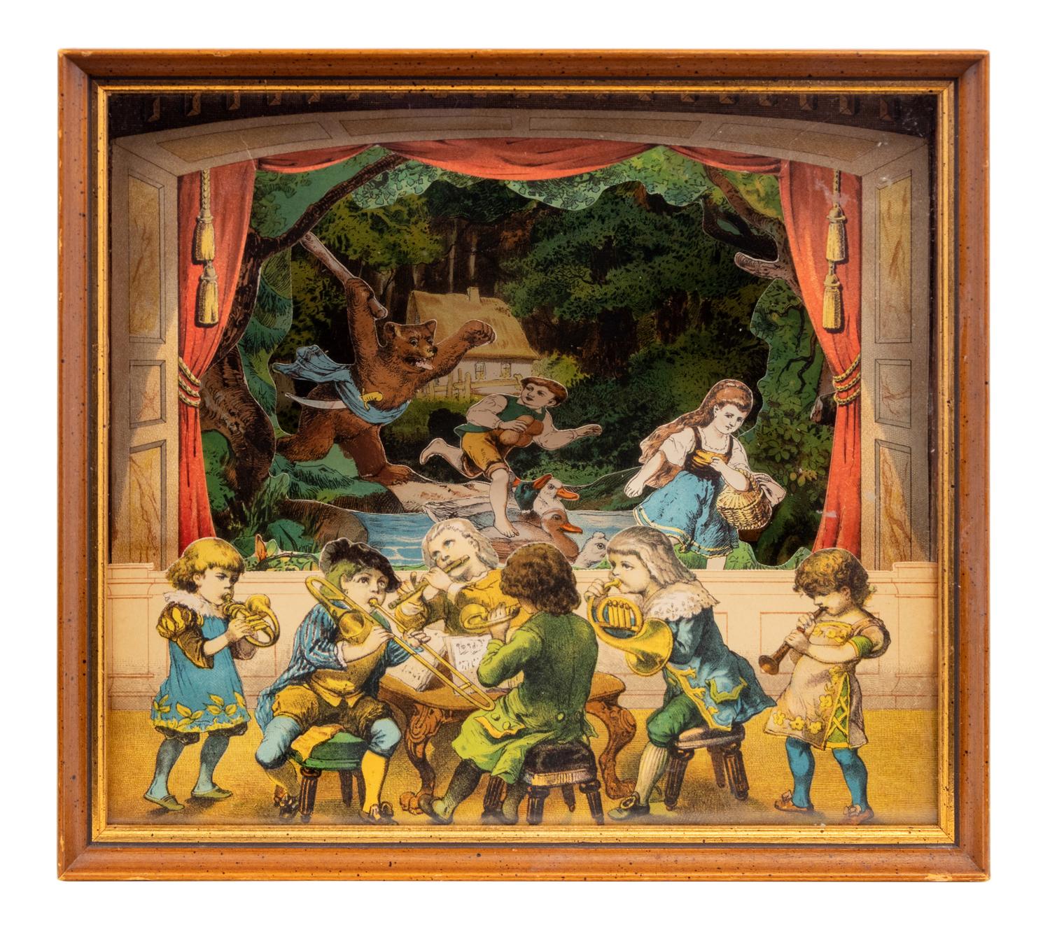 A Victorian Style Lithograph Diorama and Decoupage Picture