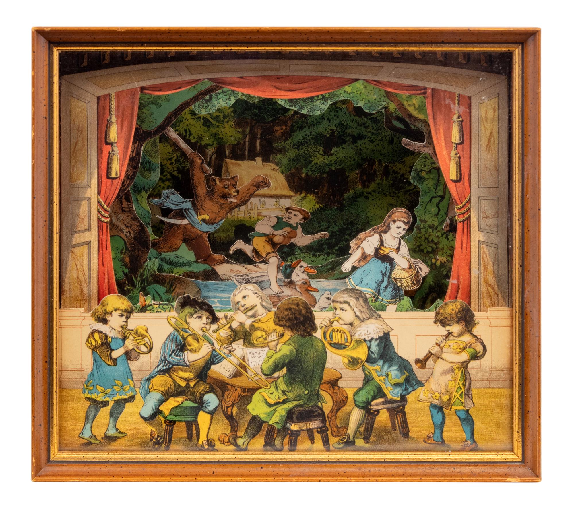 A Victorian Style Lithograph Diorama and Decoupage Picture