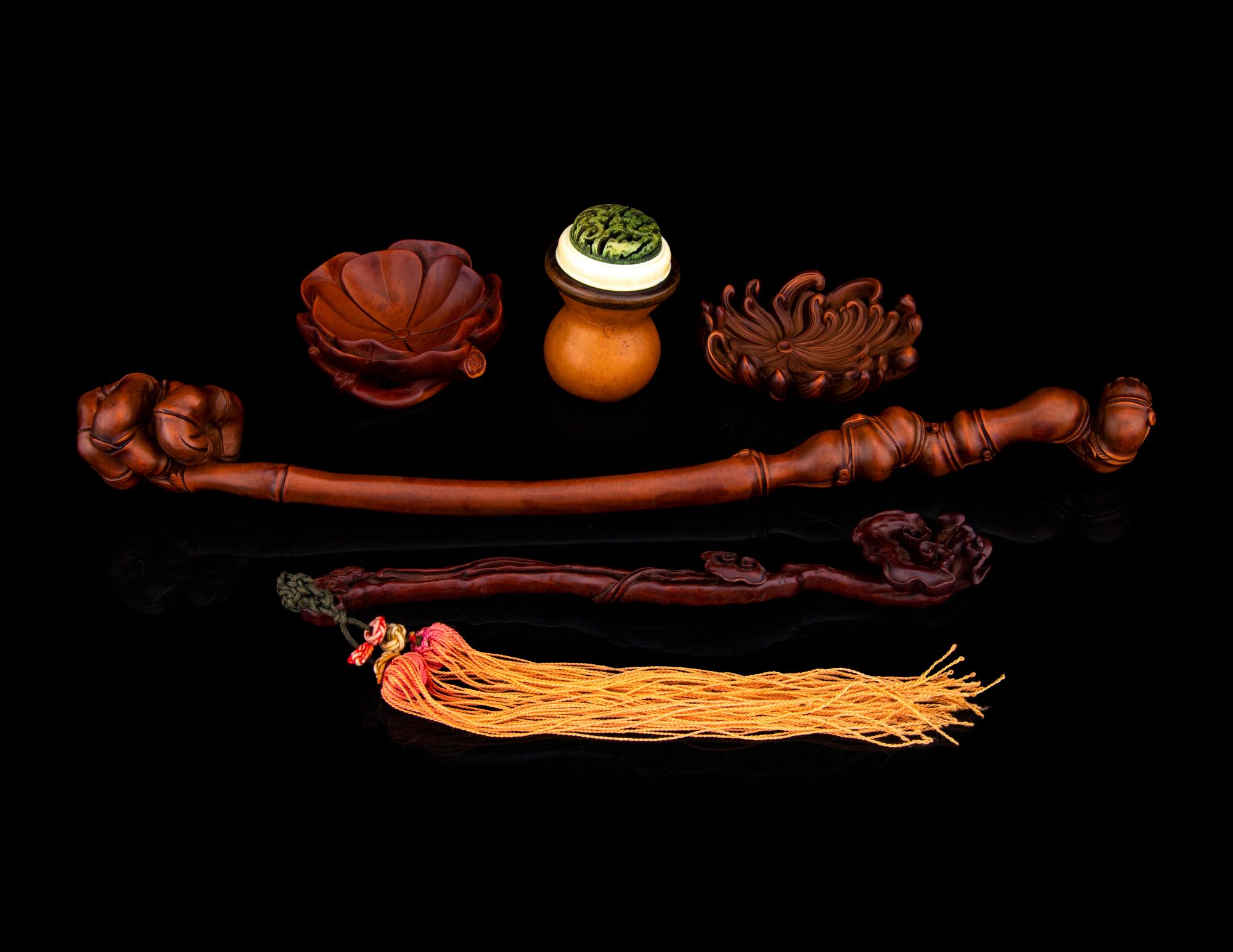 Five Boxwood and Gourd Scholar's Objects