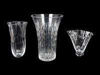 Two Steuben Free-form Vases and an Unsigned Cut Glass Vase — 20TH/21ST CENTURY