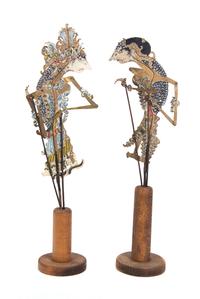 A Collection of Four Indonesian Wayang Kulit Shadow Puppets Height of tallest 33 inches. — 20TH CENTURY
