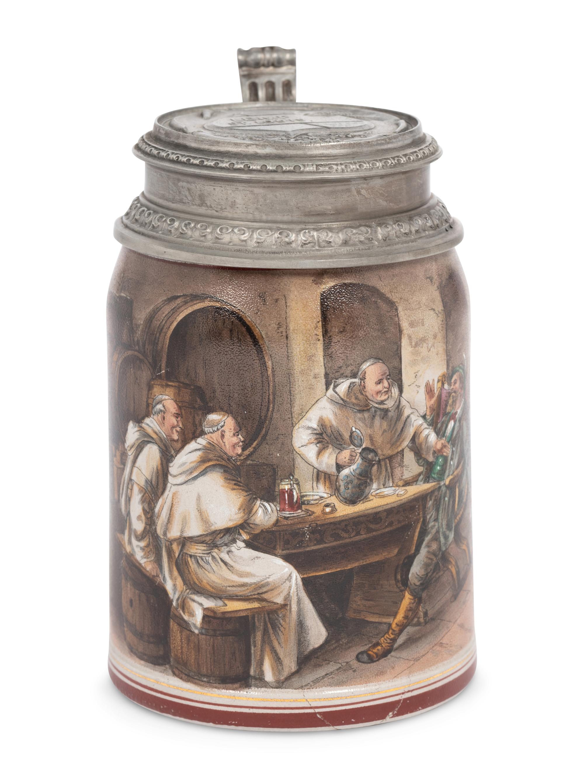 A Pewter Mounted Stoneware Stein, Lemp Brewing, St. Louis
