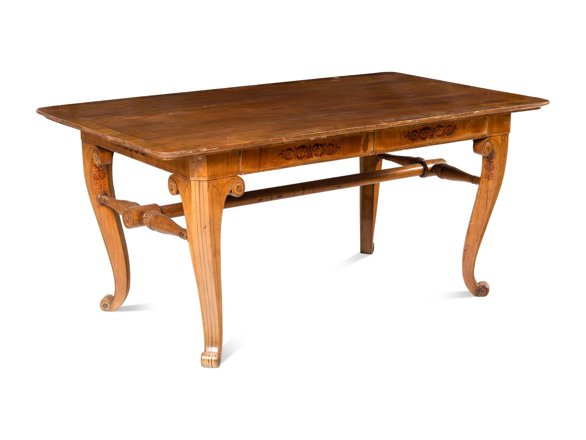 A Swedish Stenciled Fruitwood Writing Table