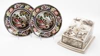 Two English Transfer Decorated Dishes Diameter of first pair 10 inches. — 19TH/20TH CENTURY