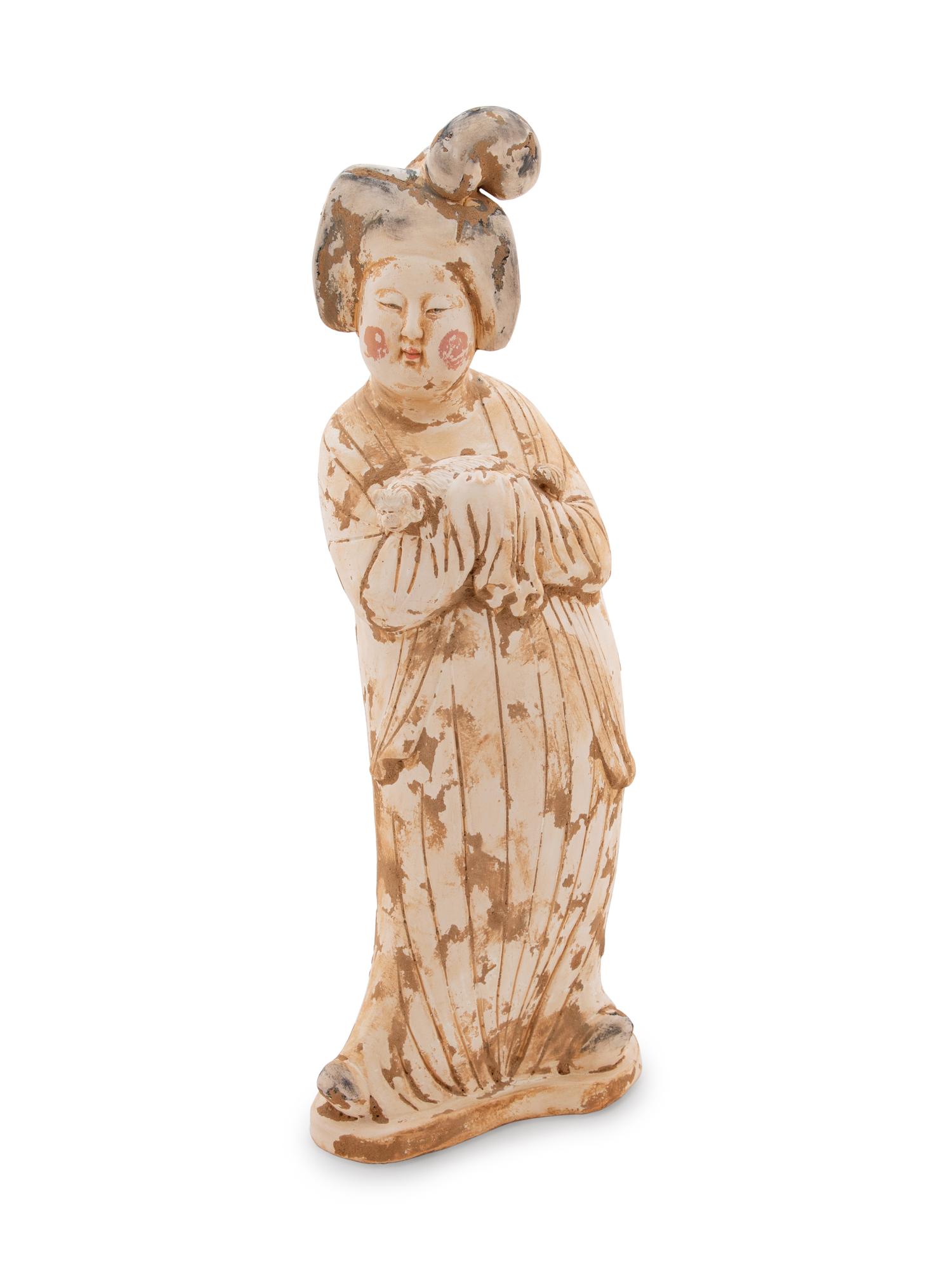 A Chinese Painted Pottery Figure of a Fat Lady