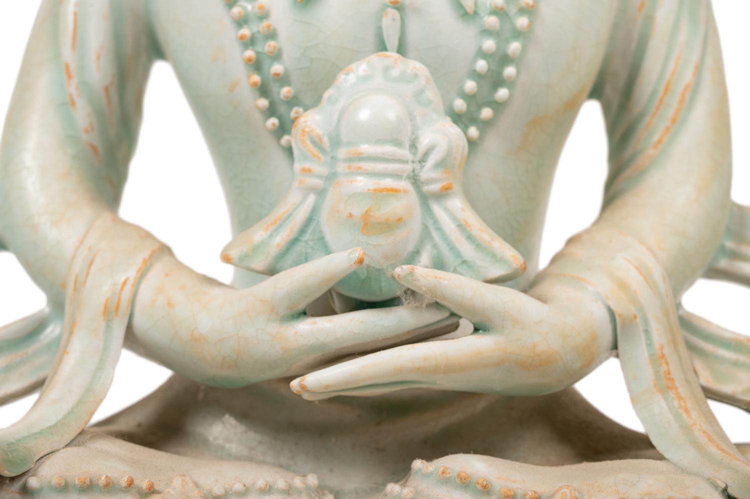 A Large Chinese Qingbai Glazed Porcelain Guanyin