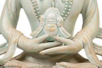 A Large Chinese Qingbai Glazed Porcelain Guanyin
