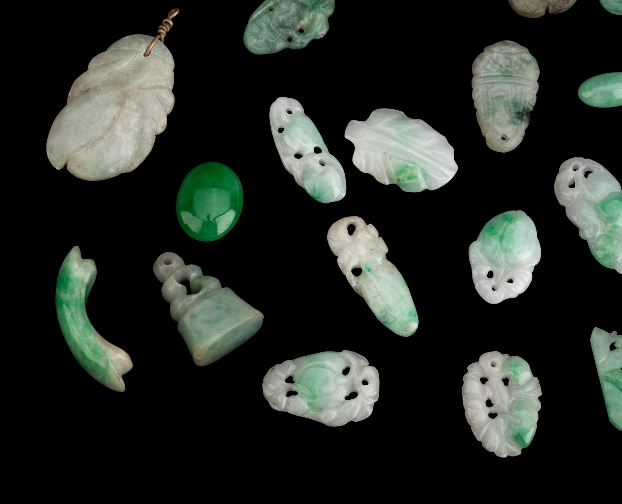 A Group of Chinese Jadeite Jewelry Pieces