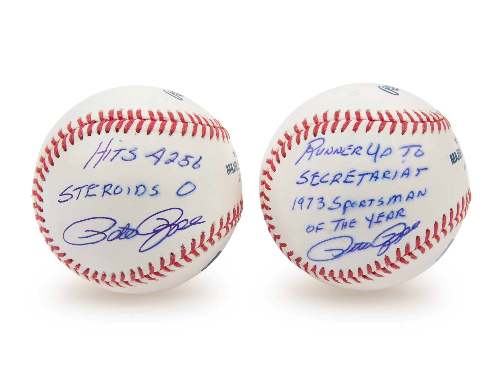A Collection of Pete Rose Uniquely Inscribed Autograph Baseballs