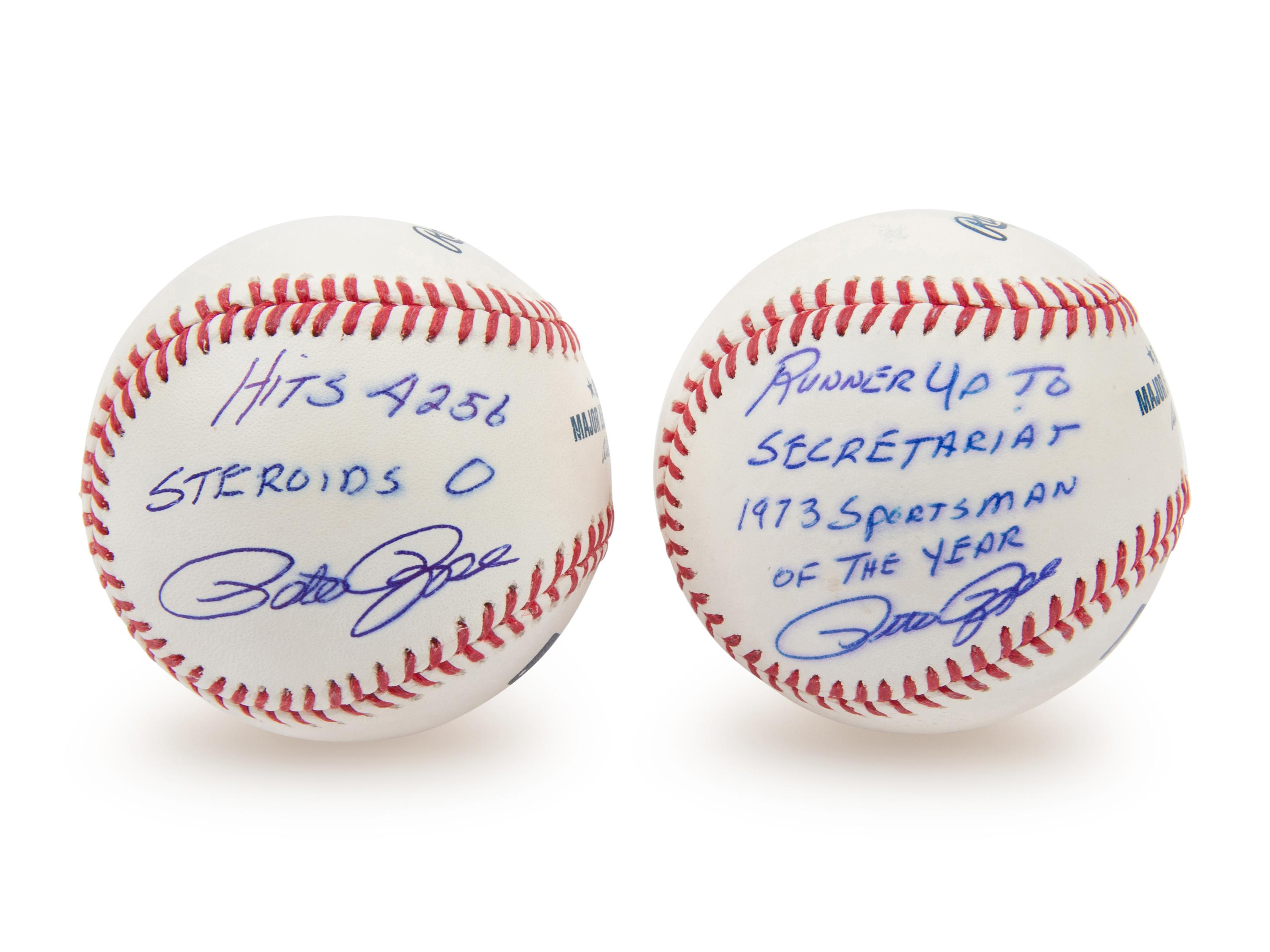 A Collection of Pete Rose Uniquely Inscribed Autograph Baseballs