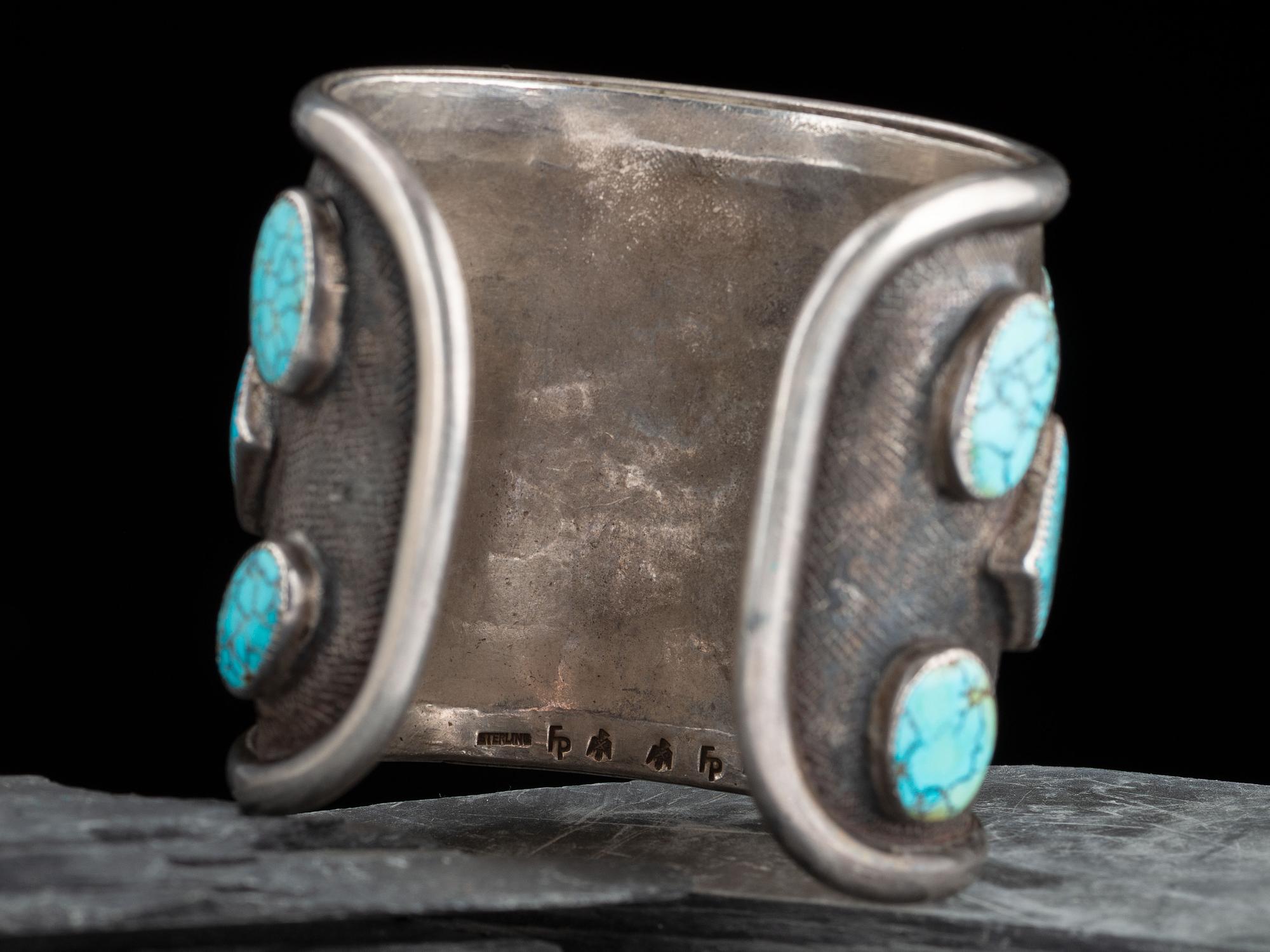 Southwestern-style Sterling Silver and Lone Mountain Turquoise Cuff Bracelet