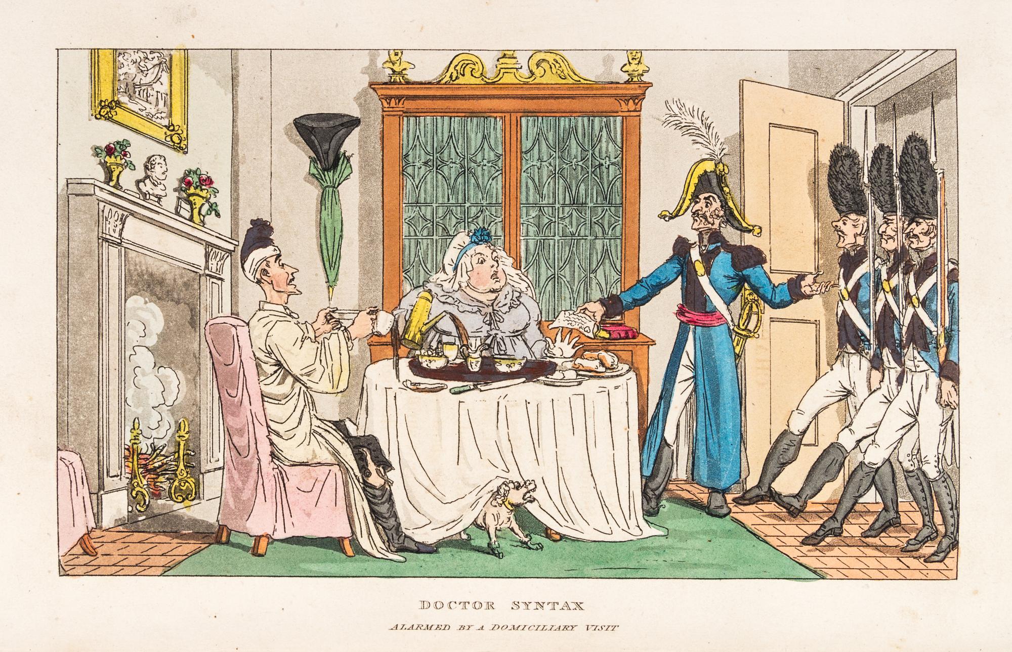 (ROWLANDSON, THOMAS) COMBE, WILLIAM. Doctor Syntax in Paris, with A Tour of Doctor Syntax. London, 1820. 2vols.
