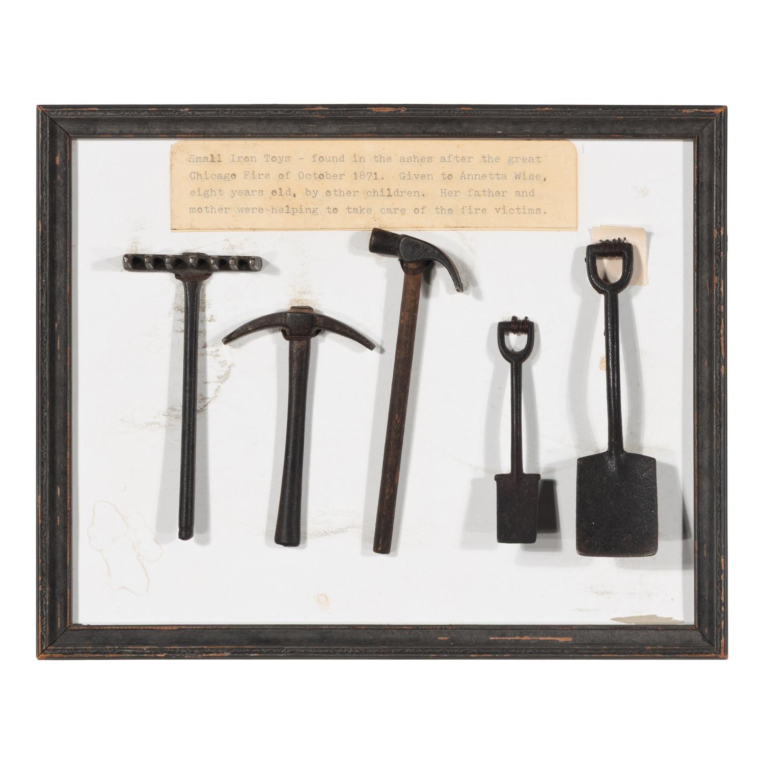 [Chicago Fire]. A group of artifacts salvaged from the wreckage of the Great Chicago Fire, comprising:
