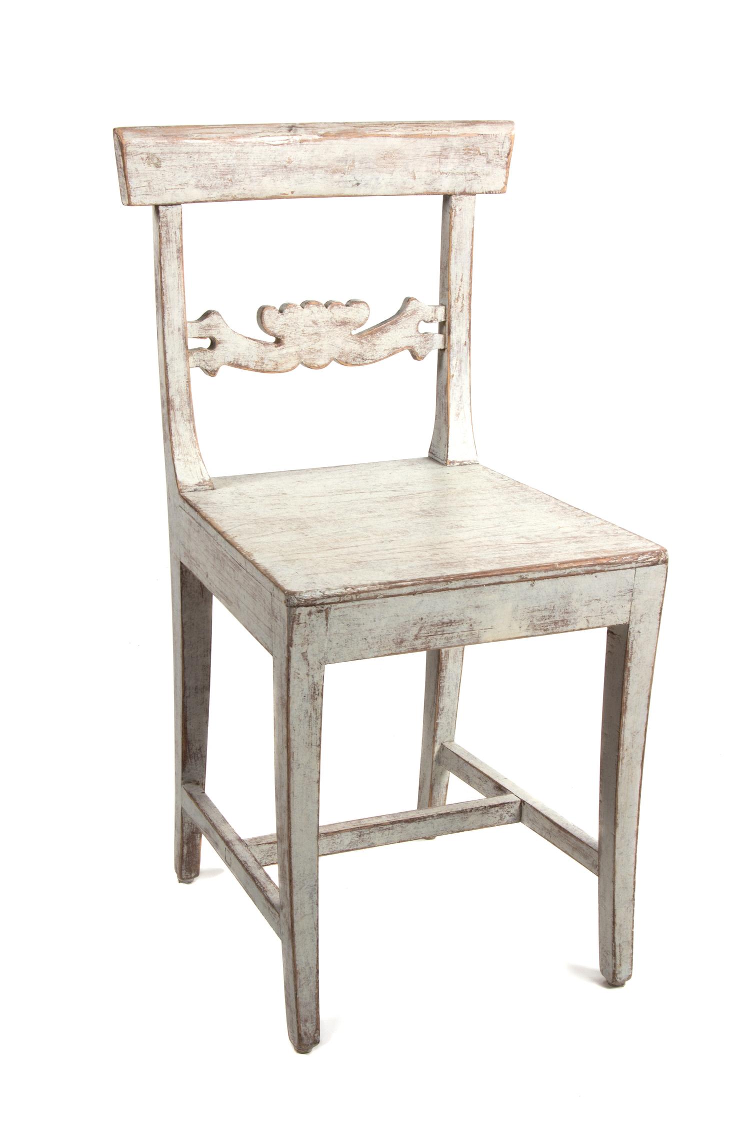 A Swedish White-Painted Secretary Chair Height 31 7/8 inches. — LATE 19TH/EARLY 20TH CENTURY