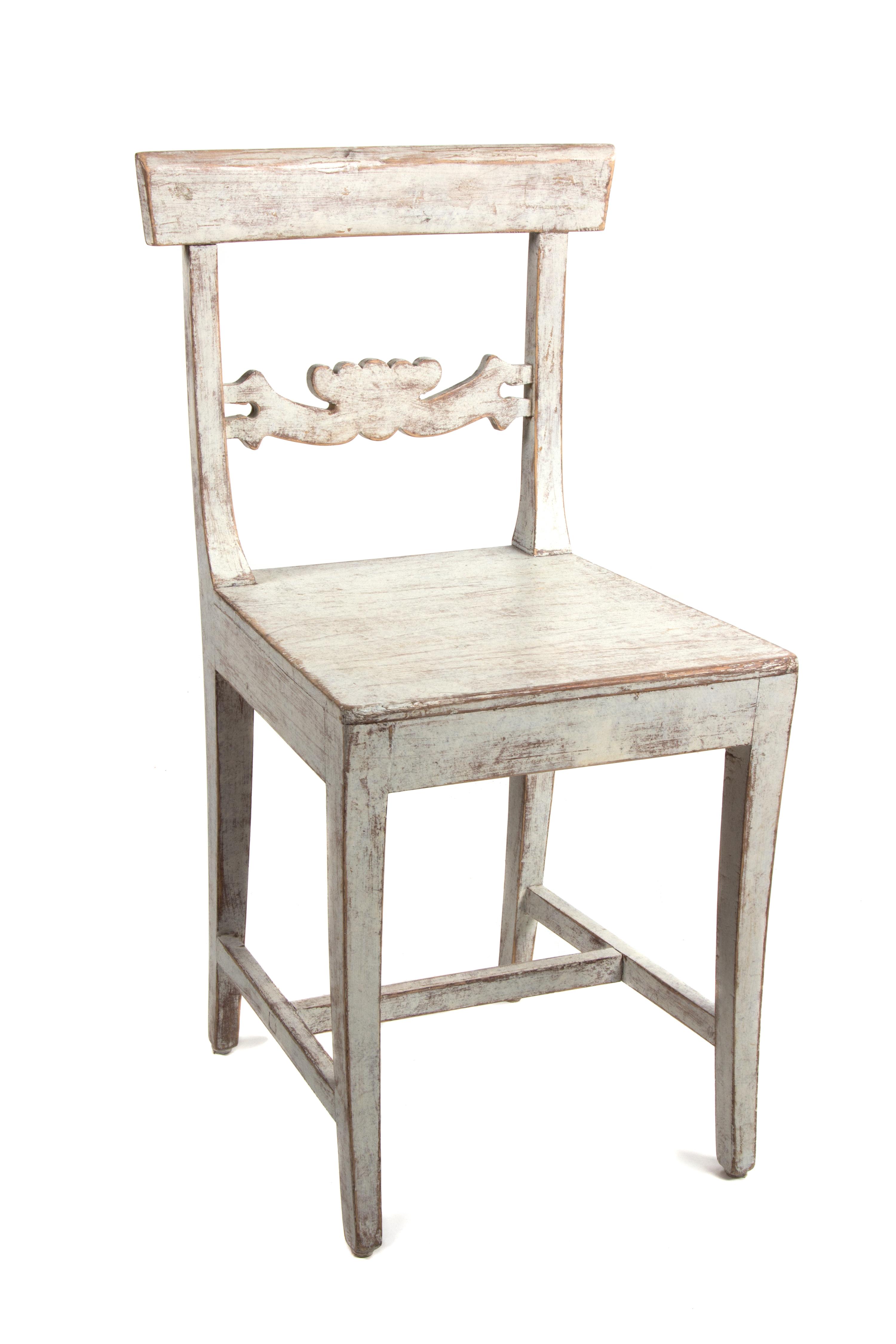 A Swedish White-Painted Secretary Chair Height 31 7/8 inches. — LATE 19TH/EARLY 20TH CENTURY