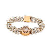 LUCIEN PICCARD, 14K YELLOW GOLD AND CULTURED PEARL WRISTWATCH