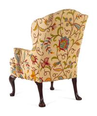 A Queen Anne Style Crewelwork Upholstered Mahogany Easy Chair
