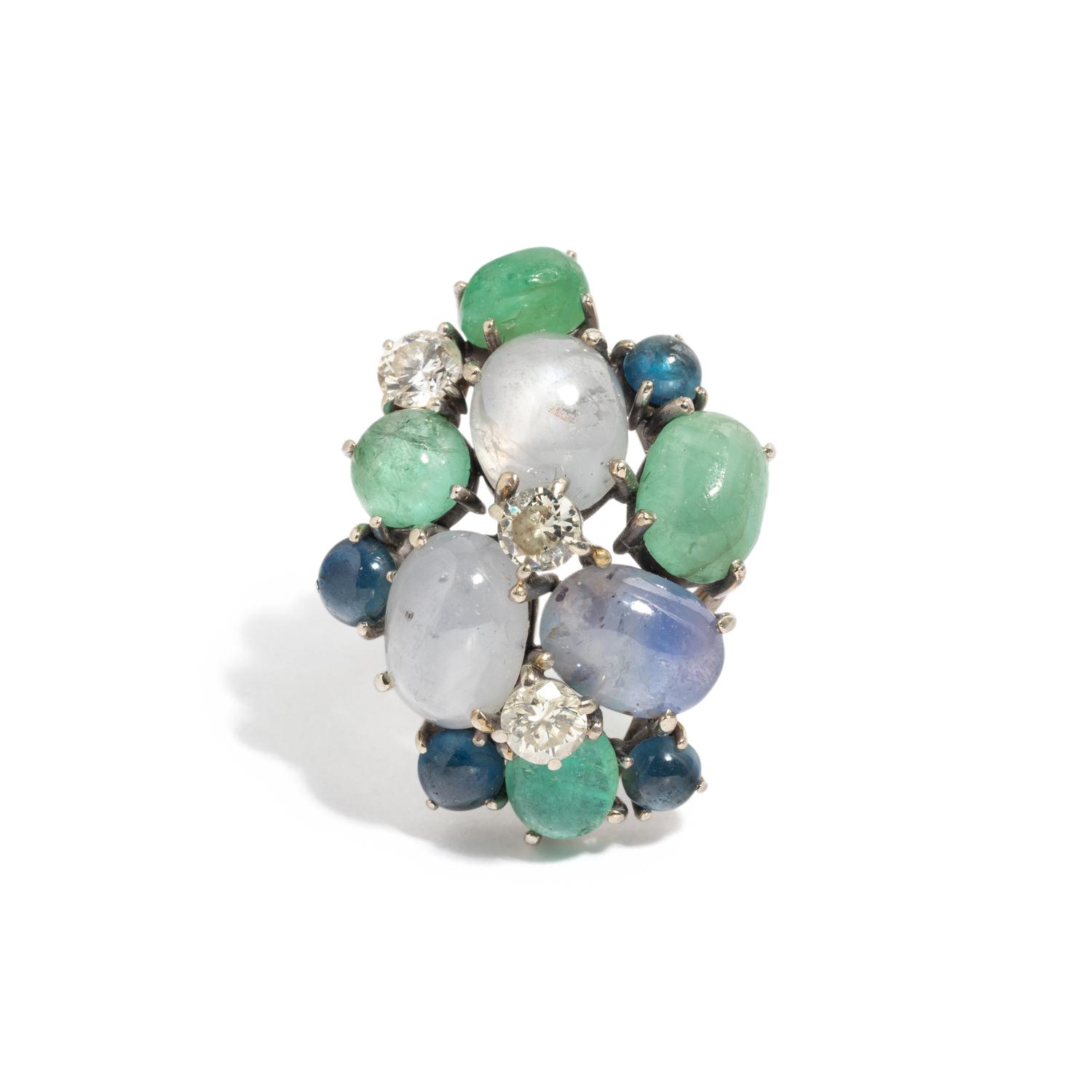 GEMSTONE AND DIAMOND RING