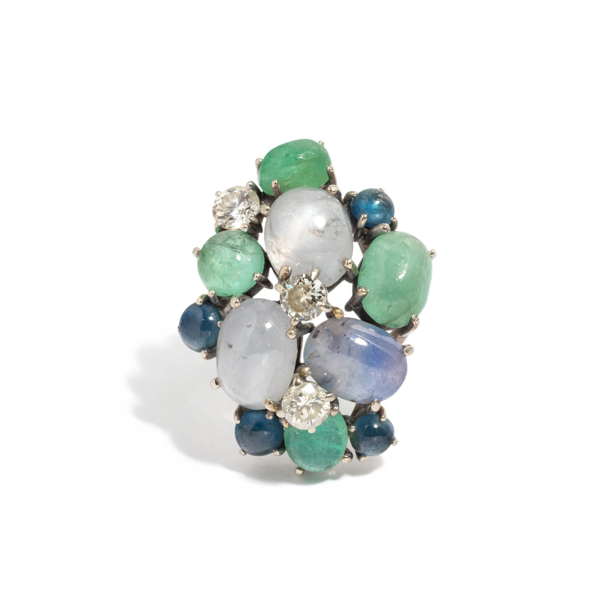 GEMSTONE AND DIAMOND RING