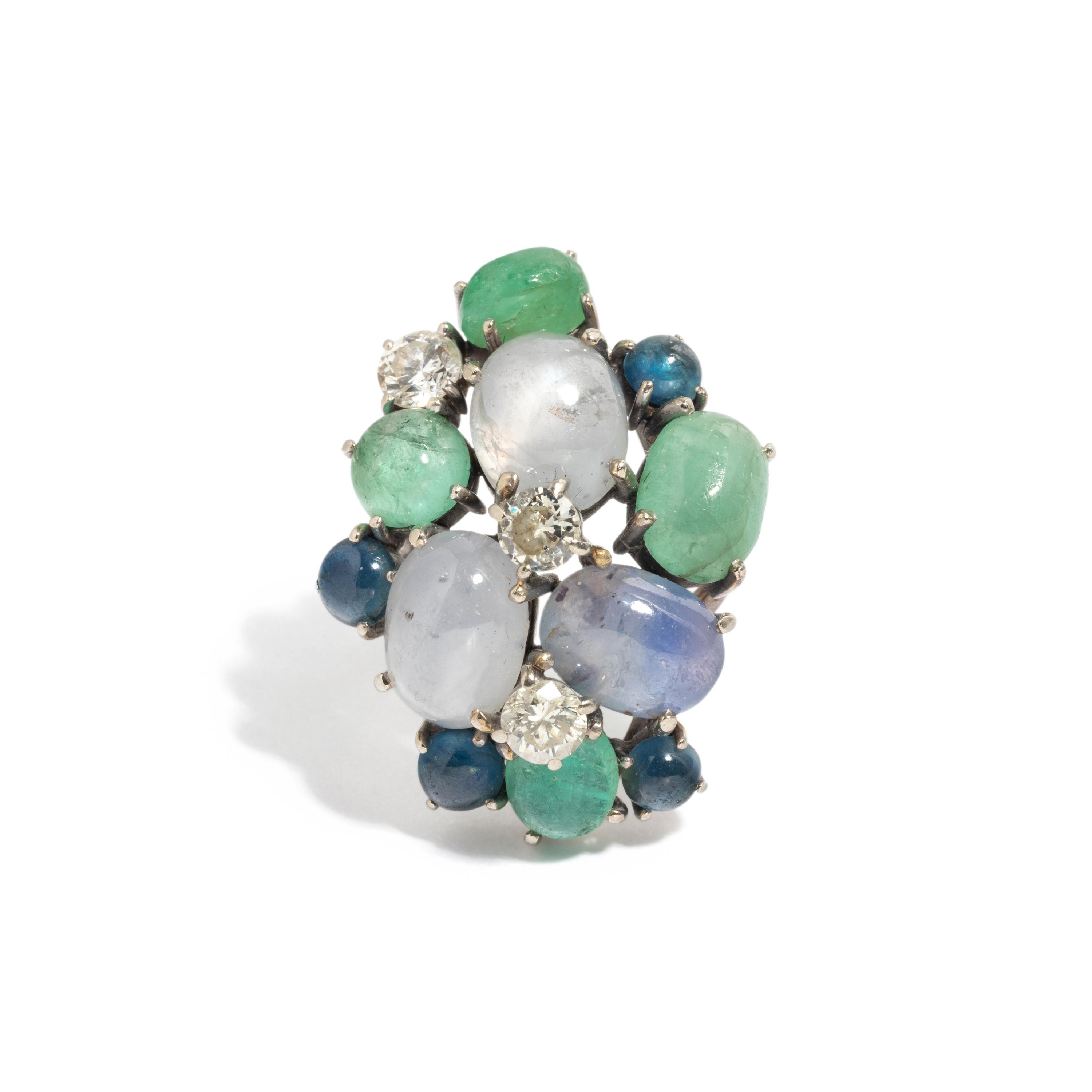 GEMSTONE AND DIAMOND RING