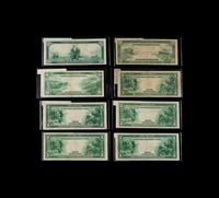 A Collection of Eight Series 1914 Federal Reserve Notes