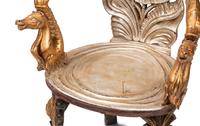 A Pair of Italian Grotto Style Giltwood Armchairs