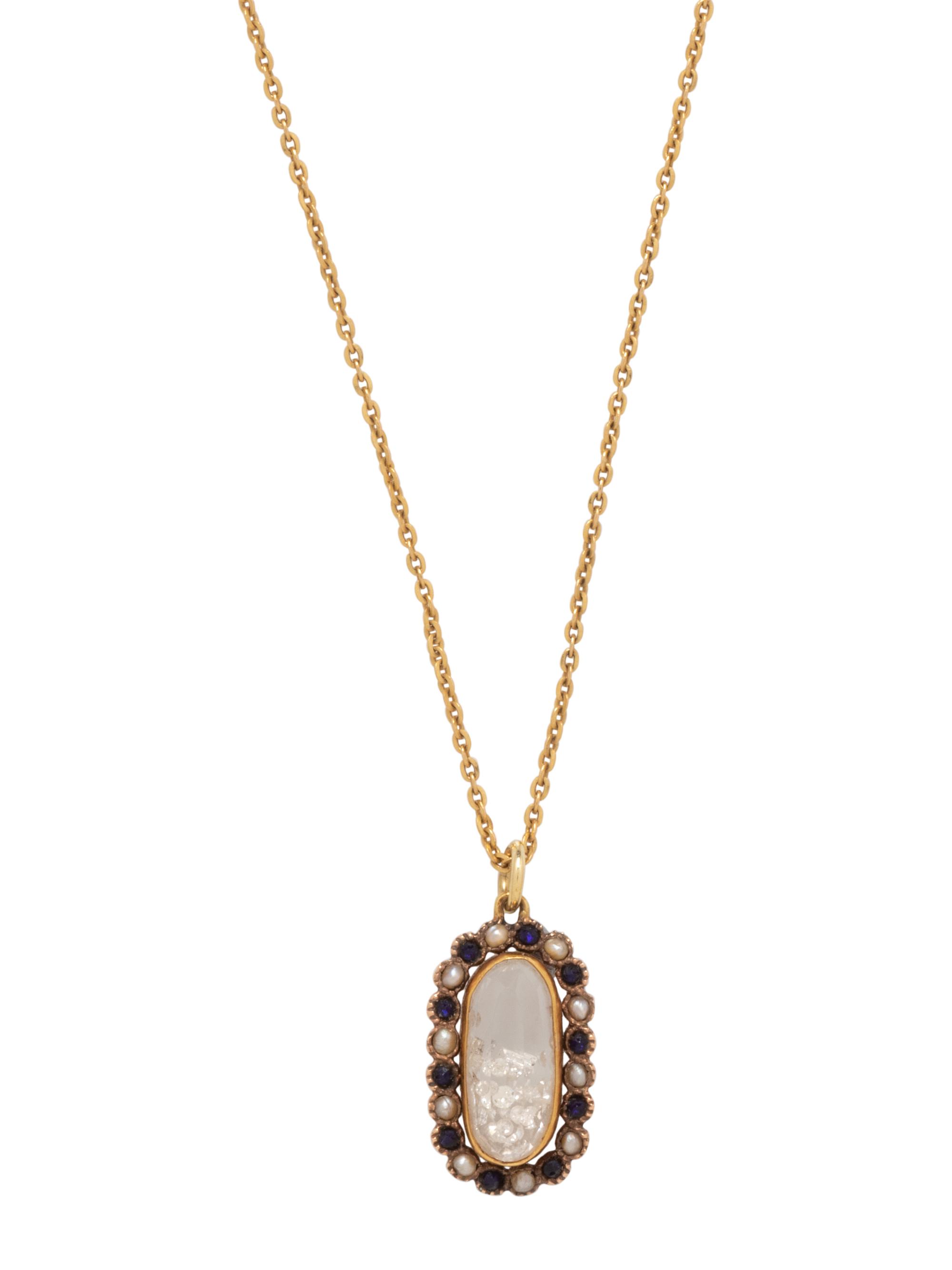 RENEE LEWIS, SAPPHIRE, SEED PEARL AND DIAMOND SHAKE PENDANT