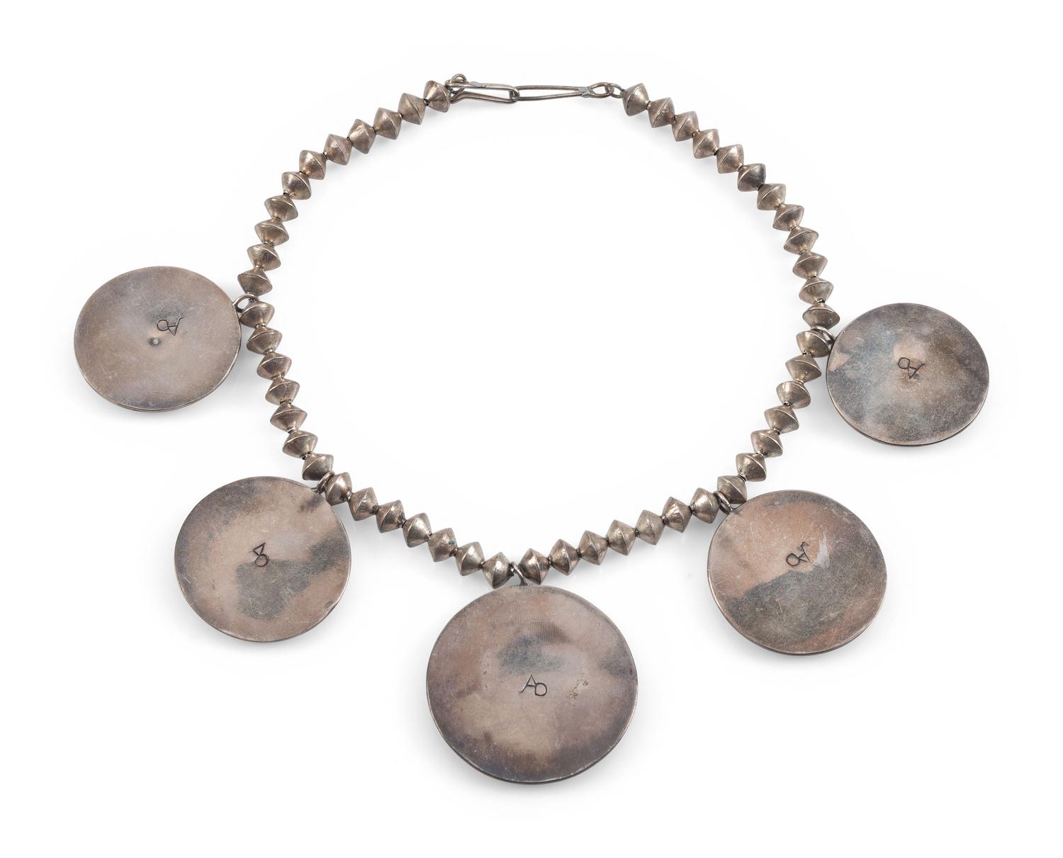 Navajo Silver and Turquoise Cluster Necklace
