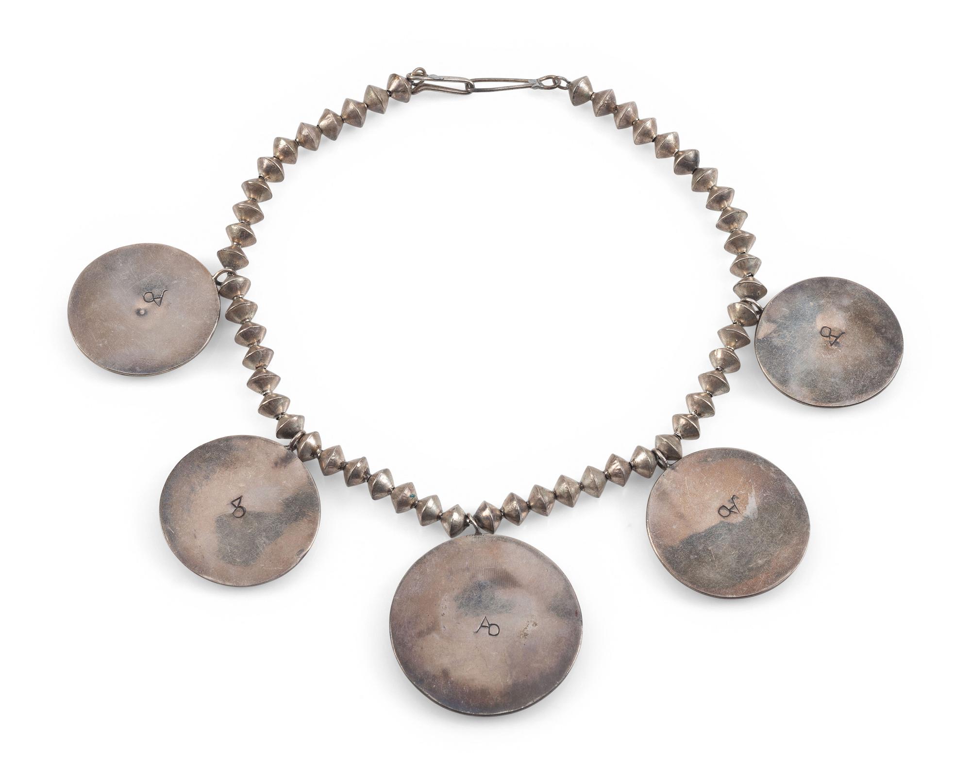 Navajo Silver and Turquoise Cluster Necklace