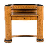 A Biedermeier Style Part Ebonized and Inlaid Karelian Birch Desk