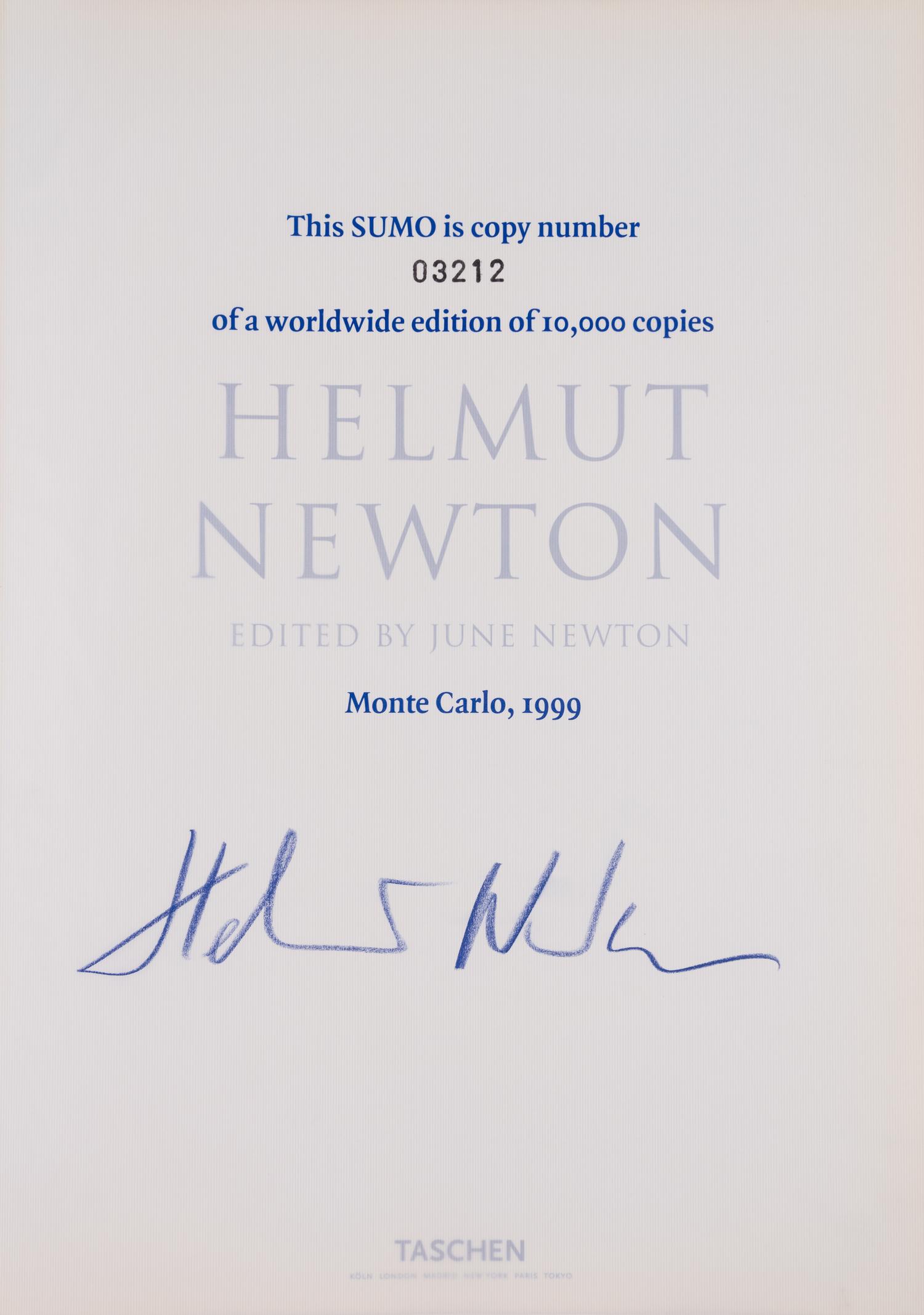 Helmut Newton SUMO , Taschen, London, 1999 (400 duotone reproductions of photographs selected and edited by June Newton, together with original chrome stand designed by Philippe Starck)