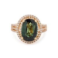 GREEN SAPPHIRE AND DIAMOND RING