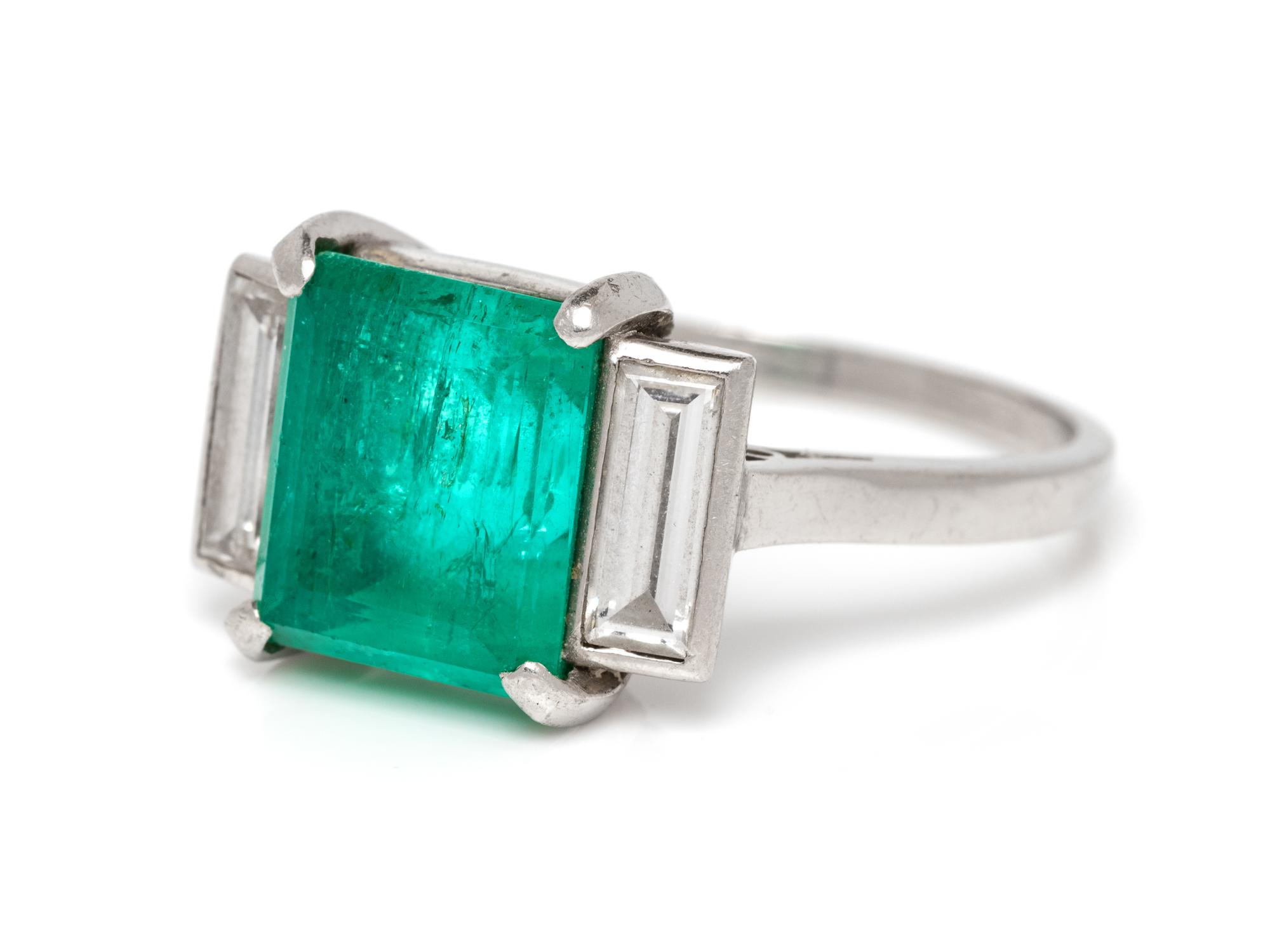 A Platinum, Emerald and Diamond Ring,