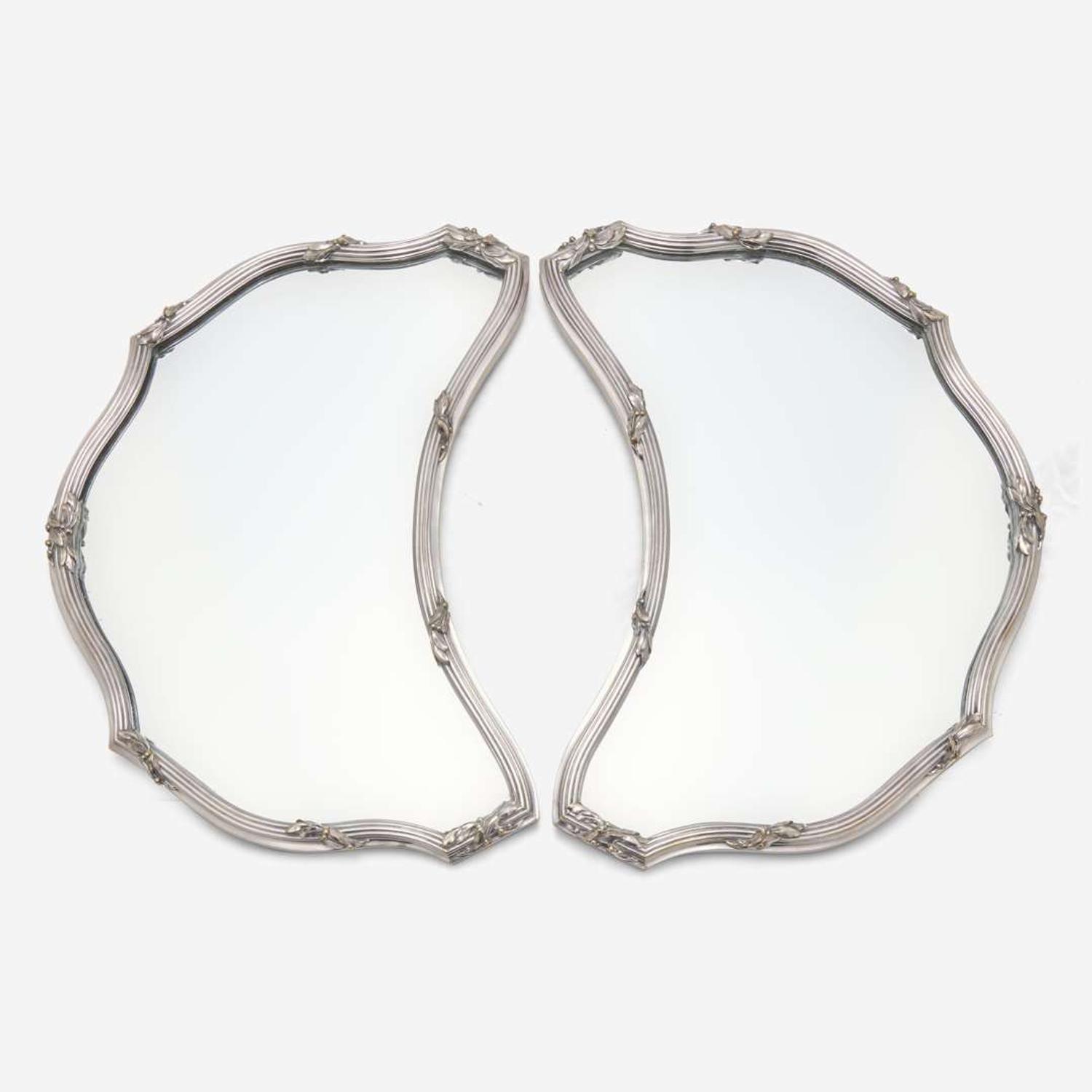 A pair of French silverplated and mirrored surtout de table Georges Boin and Emile Taburet, Boin-Taburet, Paris, 1873-1901