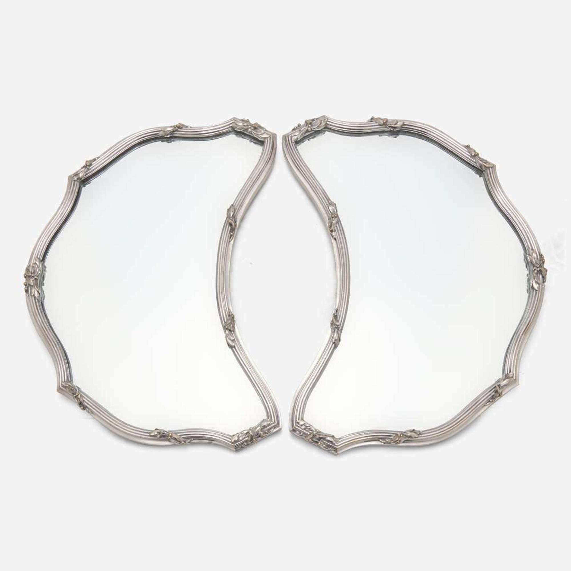 A pair of French silverplated and mirrored surtout de table Georges Boin and Emile Taburet, Boin-Taburet, Paris, 1873-1901
