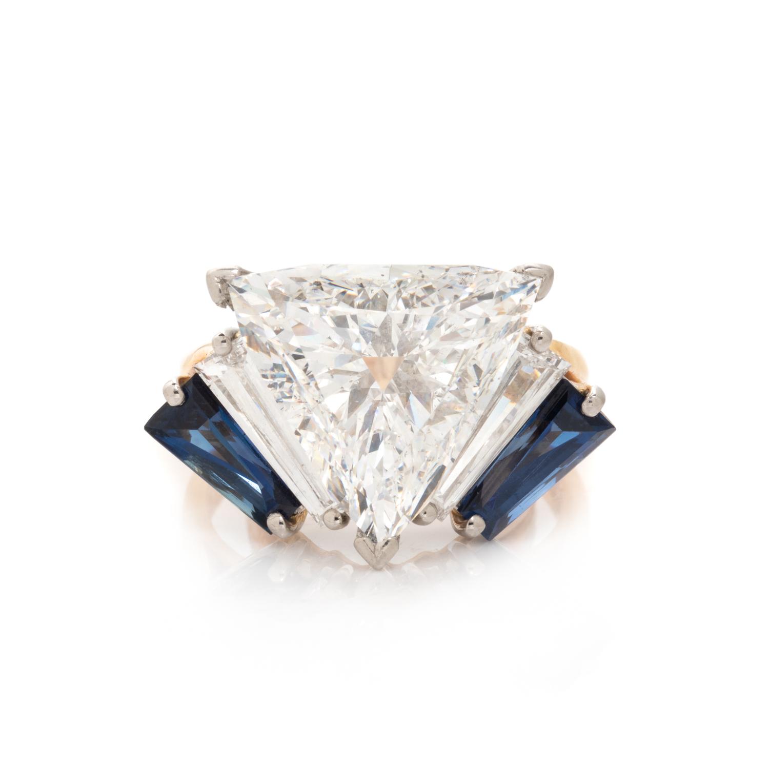 OSCAR HEYMAN, DIAMOND AND SAPPHIRE RING