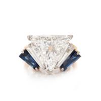OSCAR HEYMAN, DIAMOND AND SAPPHIRE RING