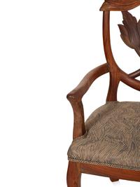 A Set of Five Carved Wood Lotus Flower Armchairs in the Manner of Phyllis Morris