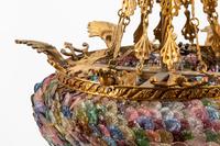 A Continental Gilt Bronze and Colored Glass Lantern