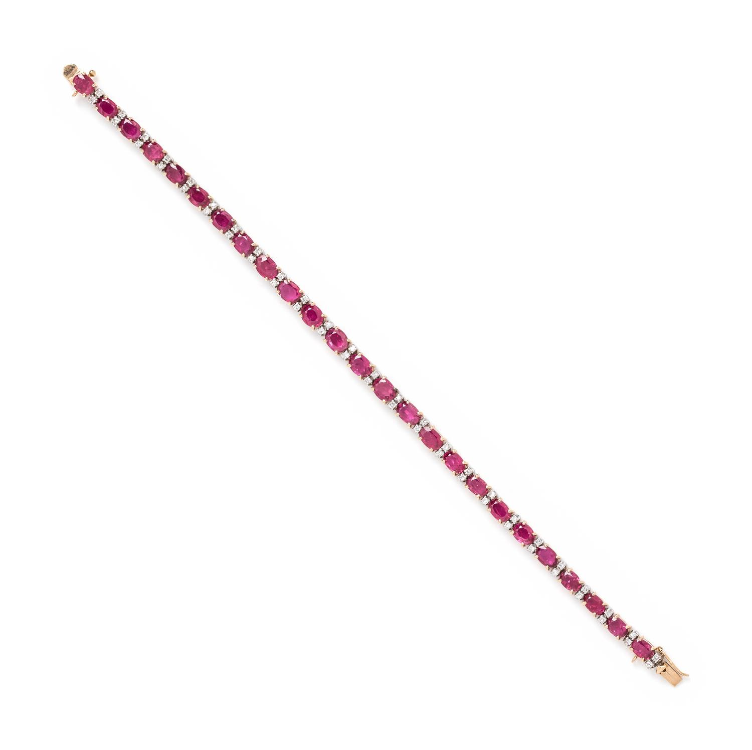 SYNTHETIC RUBY AND DIAMOND BRACELET