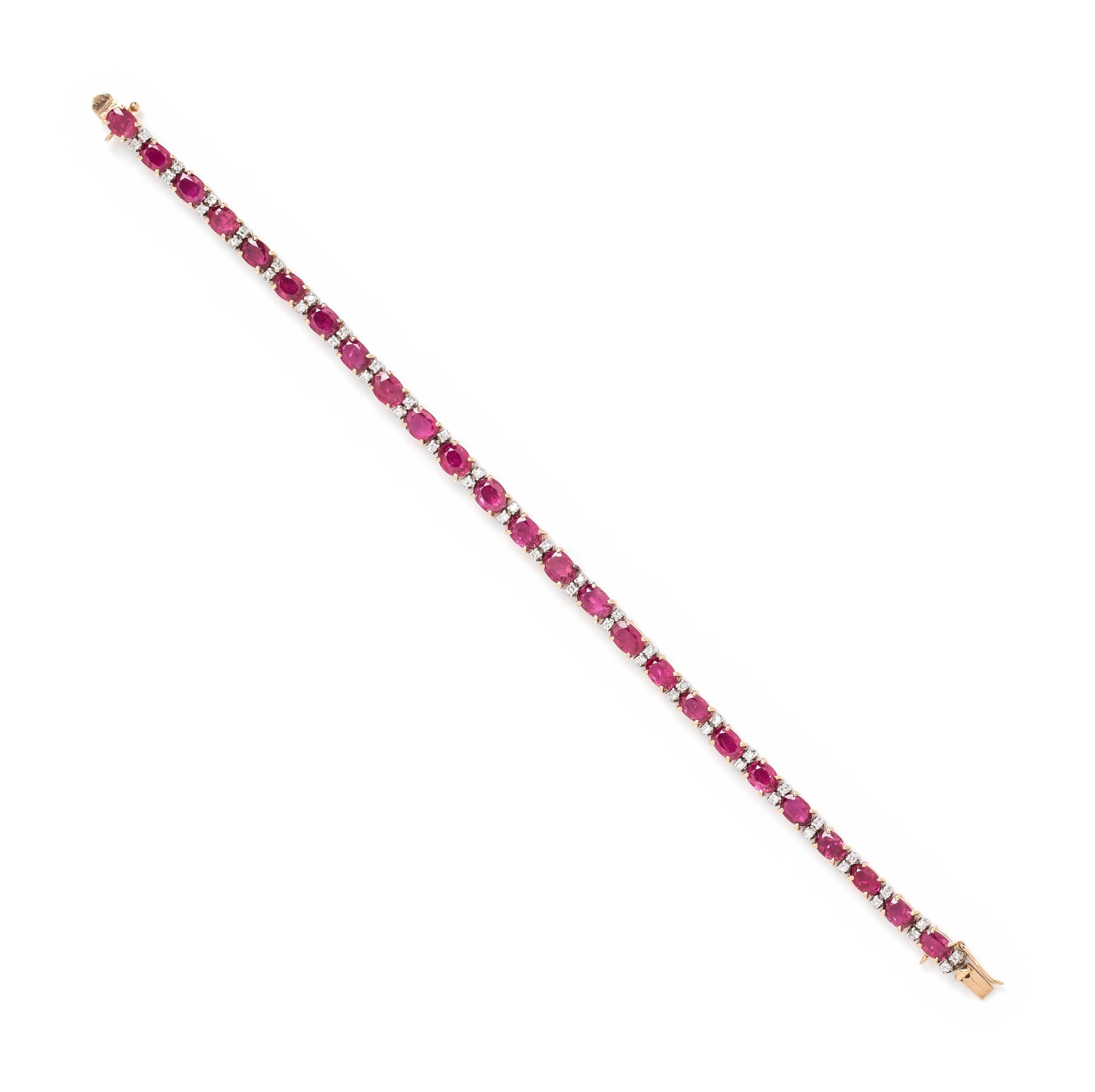SYNTHETIC RUBY AND DIAMOND BRACELET