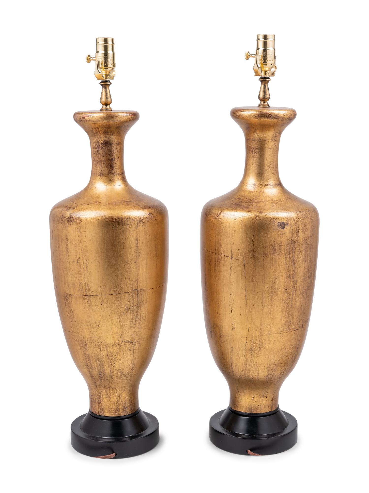 A Pair of Giltwood Baluster-Form Lamps