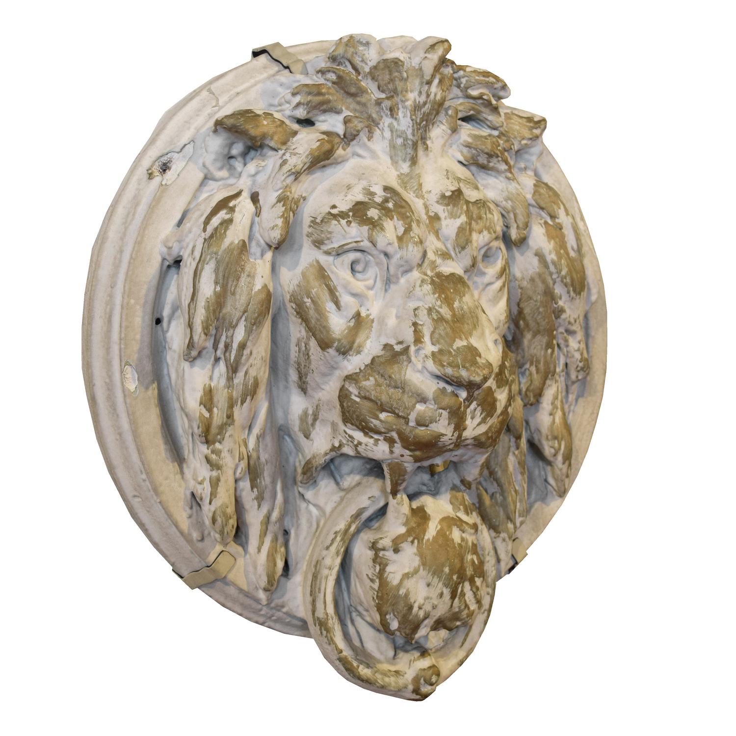 A Composition Lion Head from the Julian Theater, Chicago, IL. 17" W x 8.5" D x 20" H — United States, Circa 1909